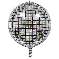 Фольгована кулька 4D сфера Диско срібна 22" Китай