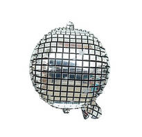 Фольгована кулька 4D сфера Диско срібна 10" Китай