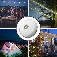 Акумуляторний ліхтар з гірляндою, USB та магнітним кріпленням / Підвісний ліхтар для кемпінгу 20м