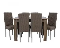 Комплект чохлів на стільці без оборки 6 штук (коричневий)