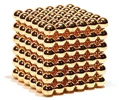 Головоломка Неокуб золотий NeoCube у боксі 216 кульок металевий 5 мм