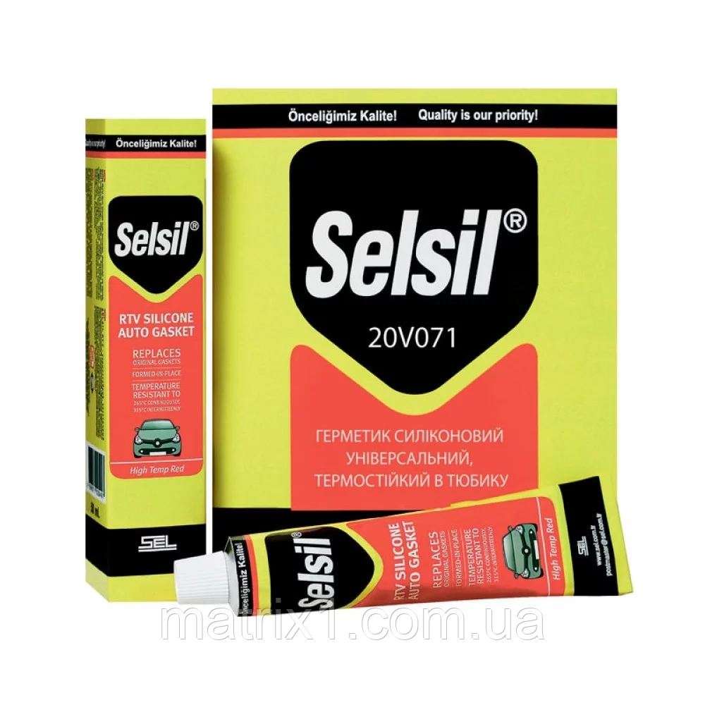Герметик-прокладка силіконовий Selsil (Червоний) термостійкий тюбик V50 мл (20V071)