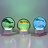 Настільна LED лампа нічник RGB Пісочний годинник 3D Sandscape. Картина Рухомий пісок