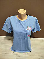 Майка топ для дівчинки підлітка Туреччина Котик кишеня 10-16 років блакитна