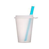 Стакан для Bubble Tea пластиковий з кришкою та трубочкою 360 мл, 25 шт