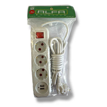 Подовжувач з вимикачем RLFR-5/10A*5M*3 розеток+2 USB (60)