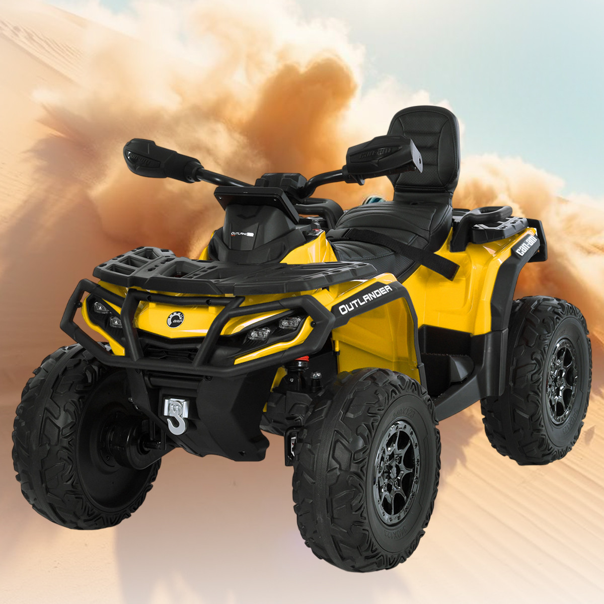 Електроквадроцикл Can-Am на акумуляторі 24V 7AH з музикою та 4 моторами 200W M 6080EL-6(24V) Жовтий