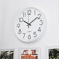 Настінний годинник безшумний Білий (білий обідок)