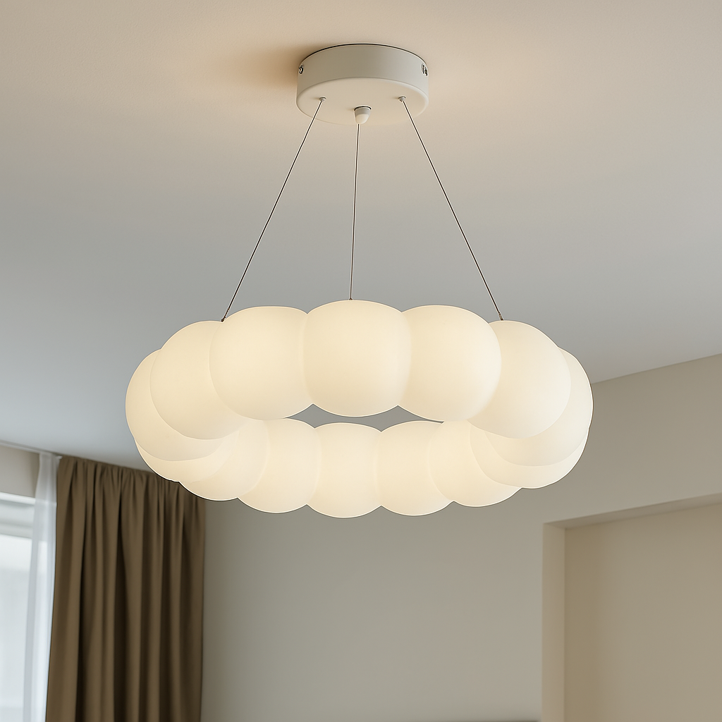 Підвісна Led-люстра на тросах у формі Хмари 68 см у білому корпусі 82069/680, фото 1