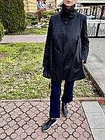 Куртка — плащ жіноча чорна на ґудзиках молодіжна трапеція