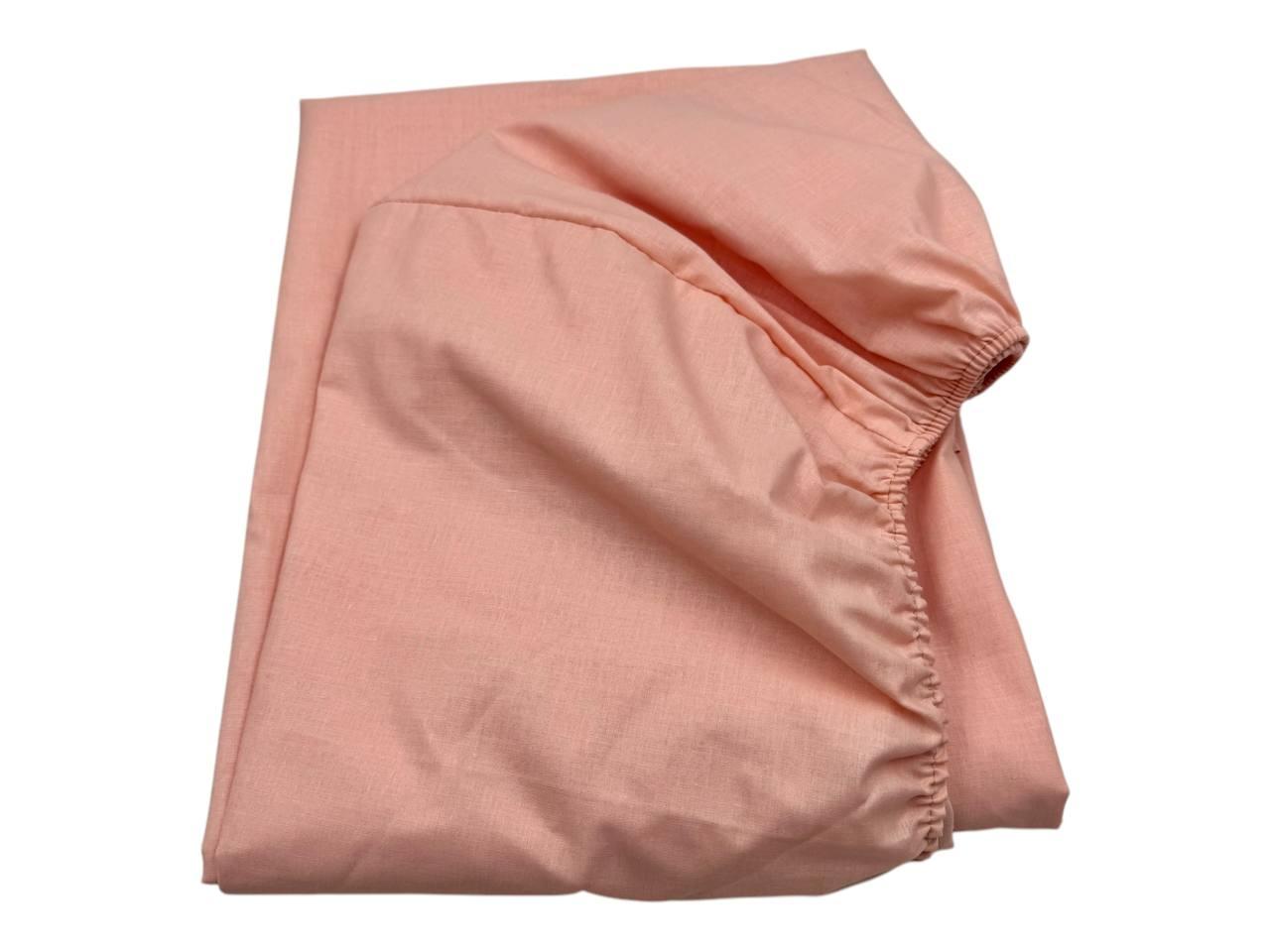 Простирадло на гумці односпальне "Персиковий" | Бязь 180х200 см, фото 1