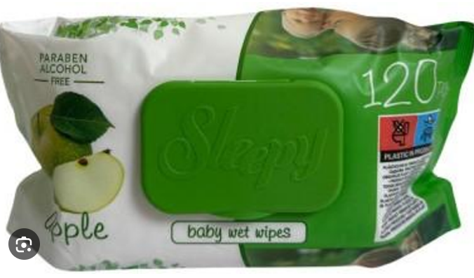 Вологі серветки Sleepy з клапаном Яблуко 120шт