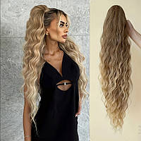 Штучний хвіст хвилястий шиньйон на крабі з утяжкою русявий у блонд каскад 71 см