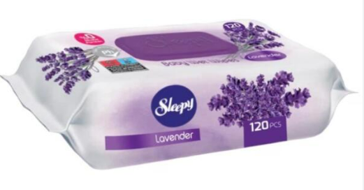 Вологі серветки Sleepy з клапаном Лаванда 120шт, фото 1