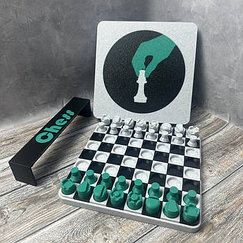 Компактні дорожні шахи з магнітами й унікальним дизайном мармур із зеленим
