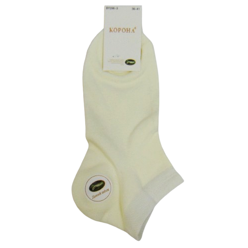 Жіночі короткі шкарпетки шовкові Корона 36-41 молочні 2963, фото 1