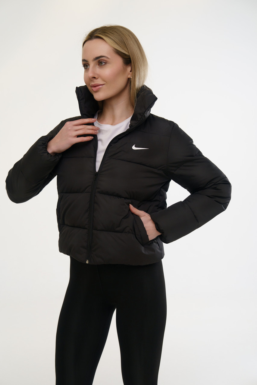 Куртка жіноча Nike укорочена весняна осіння до 0°C пуховик жіночий найк чорний, фото 1