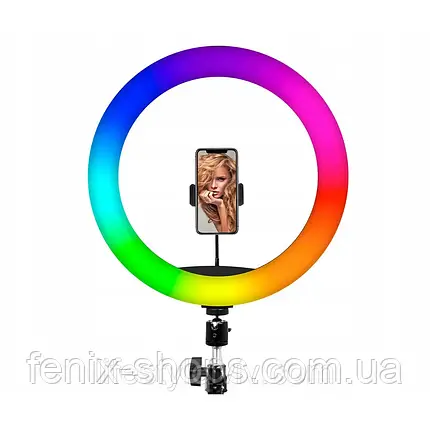 Кільцева світлодіодна RGB MJ-26 лампа від USB та тримачем для телефону, діаметр 26 см, фото 1