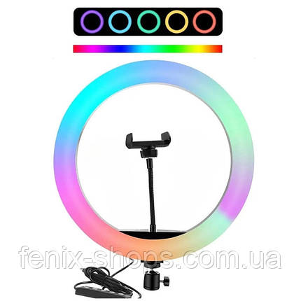 Кільцева світлодіодна RGB MJ-36 лампа від USB та тримачем для телефону, діаметр 36 см, фото 1