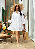 Жіноча літня сукня-туніка з жатого батисту колір білий розмір 42-44