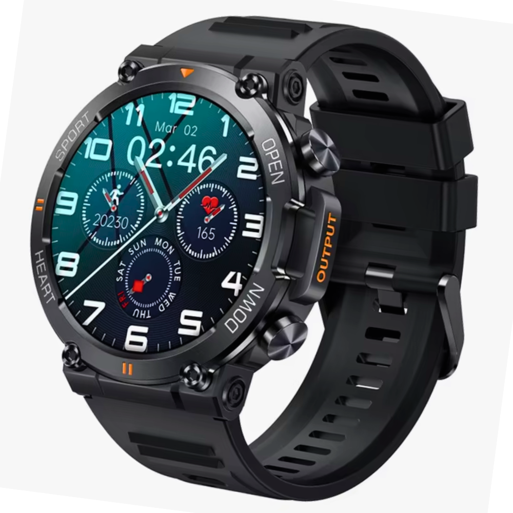 Розумний смарт годинник тактичний з підтримкою дзвінків Modfit Hunter Smart Watch чорний чоловічий ударостійкий
