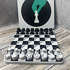 Шахи дорожні компактні 16 на 16 см без магнітів Чорний з білим мармуром, фото 2