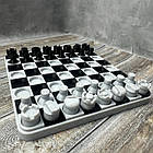 Шахи дорожні компактні 16 на 16 см без магнітів Чорний з білим мармуром, фото 3