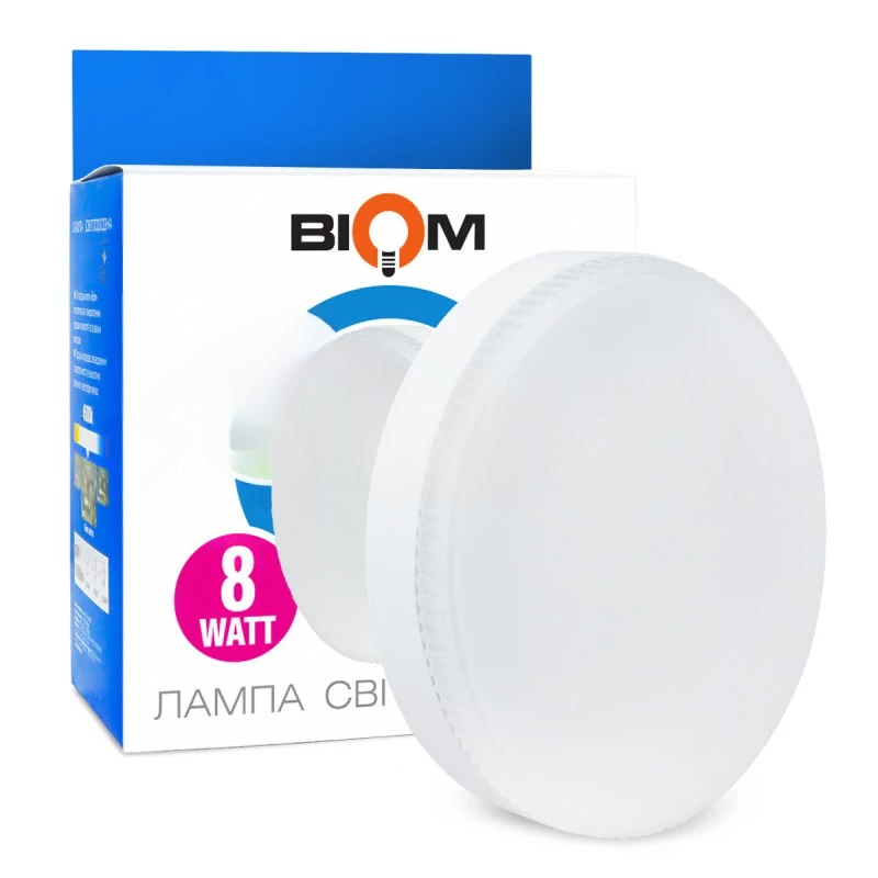 Світлодіодна лампа 8W BIOM BT-595 GX53 8W 4500К