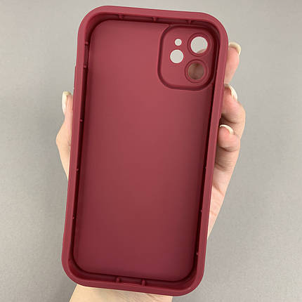 Чохол для iPhone 11 бордовий з великими бортами з принтом чорний леопард на айфон 11 w01l, фото 2