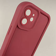 Чохол для iPhone 12 бордовий з великими бортами з принтом чорний леопард на айфон 12 w01l, фото 3