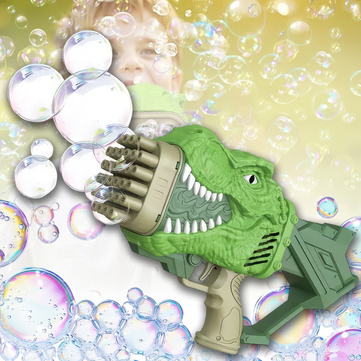 Діно-бластер 28 см генератор мильних бульбашок на батарейках Dinosaurs Bubble 777