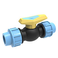Кран кульовий 32 мм затискний (ЗЗ) пластиковий для ПНД труб