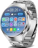 Мужские смарт часы с nfc круглые серебристые для андроид айфон многофункциональные с беспроводной зарядкой