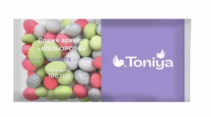 Драже арахіс КОЛЬОРОВЕ 100г/16шт TM Toniya