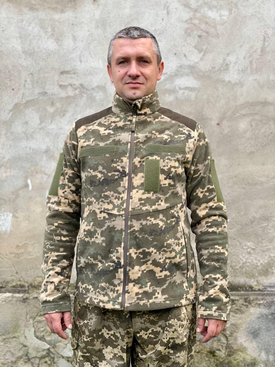 Флісова кофта піксель з кокеткою із софт шелу 42-56 розмір
