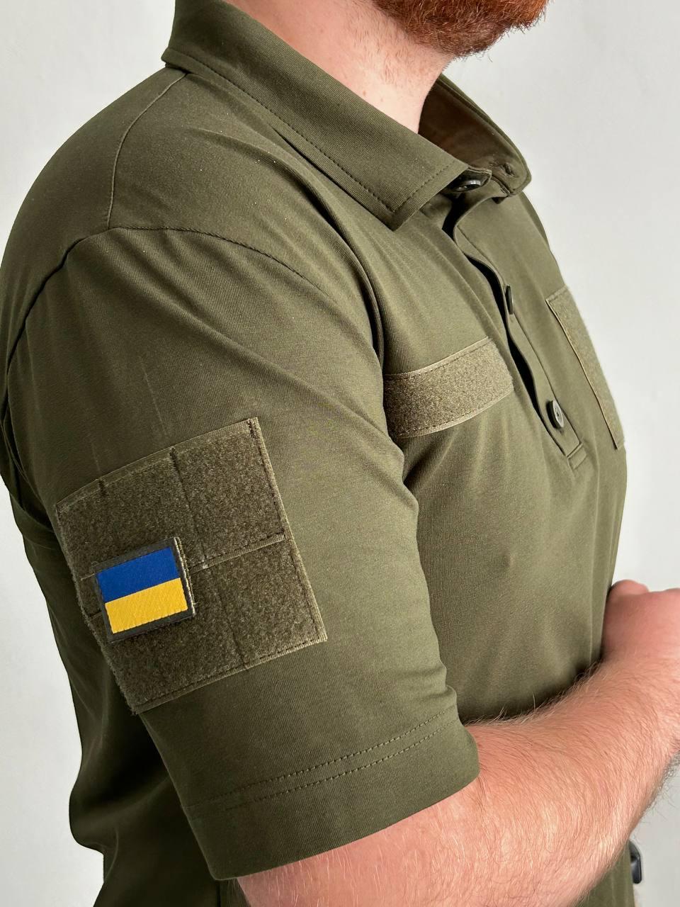 Футболка поло хакі з липучками під шеврони 42-78 розмір