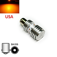 Автолампа LED P21W BA15S 1156 для автомобілів з США USA жовтий поворот