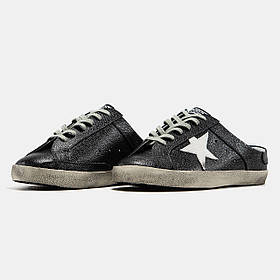 Чорні шльопанці унісекс Golden Goose Black White. Модне взуття чоловіче і жіноче Голден Гус.