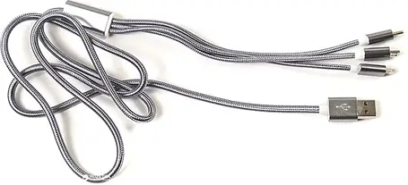 Кабель PowerPlant USB2.0-MicroUSB-USB-C-Lightning, 1.2м Grey (CA910663), фото 1