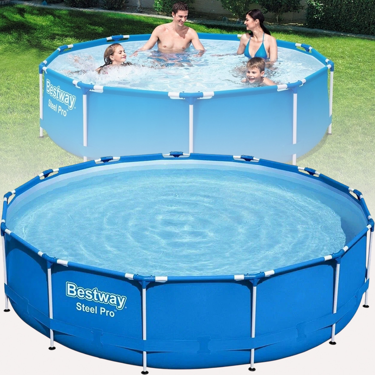 Сімейний каркасний круглий 305 x 76 см басейн Bestway 56677 для дачі на 4678 л Синій