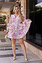 Жіноче рожеве коротке ярусне плаття пишне, фото 3