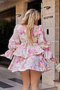 Жіноче рожеве коротке ярусне плаття пишне, фото 4