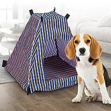 Будиночок-намет для собак і кішок Помаранчевий у смужку 2000 (205)