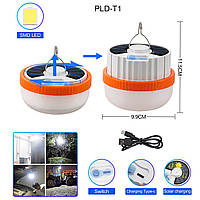 Ліхтар кемпінговий T1-SMD, Li-Ion акумулятор, сонячна панель, ЗУ Type-C, гачок