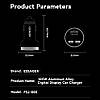 Автомобільний зарядний пристрій Essager (FSJ-008) 105W з дисплеєм / Black / Car Charger USB-A Type-C, фото 2
