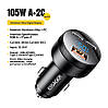 Автомобільний зарядний пристрій Essager (FSJ-008) 105W з дисплеєм / Black / Car Charger USB-A Type-C, фото 3