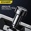 Автомобільний зарядний пристрій Essager (FSJ-008) 105W з дисплеєм / Black / Car Charger USB-A Type-C, фото 5