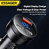 Автомобільний зарядний пристрій Essager (FSJ-008) 105W з дисплеєм / Black / Car Charger USB-A Type-C, фото 8
