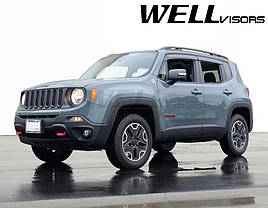 Дефлектори вікон к-т 4 шт з чорним хромованим молдингом Jeep Renegade 2015 - 2023 Wellvisors 3-847JE008
