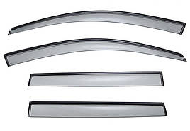 Дефлектори вікон к-т 4 шт з чорним хромованим молдингом Volkswagen Touareg 2003 - 2010 Wellvisors 3-847VW003